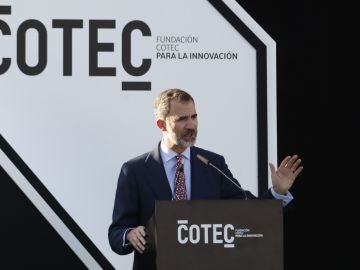 El Rey Felipe VI durante la presentación pública del Informe 2017 de la fundación Cotec