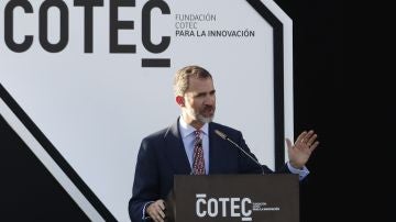 El Rey Felipe VI durante la presentación pública del Informe 2017 de la fundación Cotec