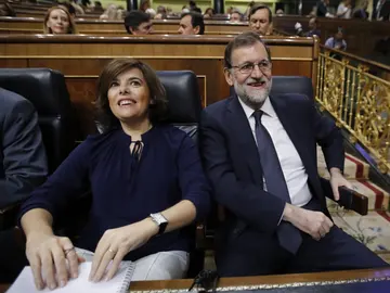 Mariano Rajoy y Soraya Sáenz de Santamaría en el Congreso Mariano Rajoy y Soraya Sáenz de Santamaría en el Congreso