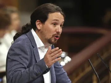 El líder de Podemos, Pablo Iglesias, durante su intervención El líder de Podemos, Pablo Iglesias, durante su intervención