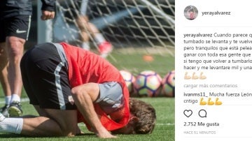 Mensaje de Yeray Álvarez en su instagram