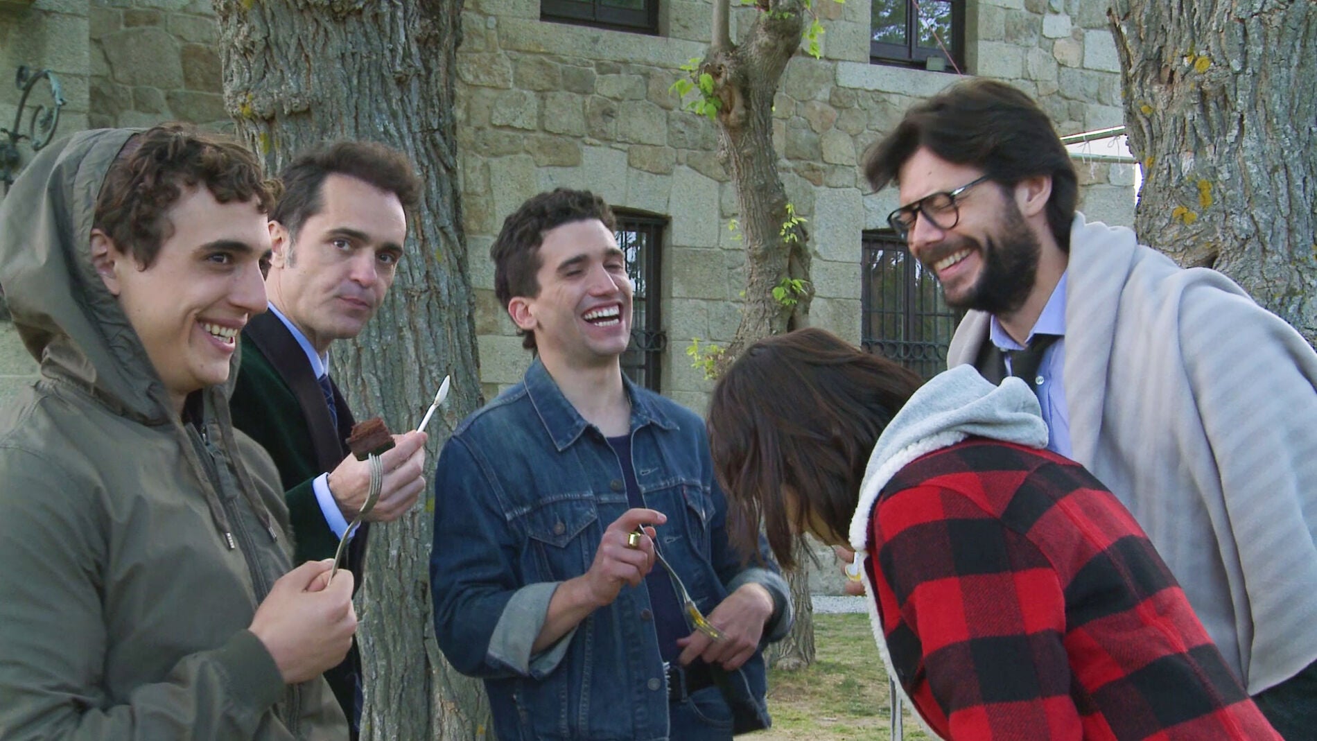 El rodaje con la banda de atracadores al completo, risas y diversi&oacute;n asegurada