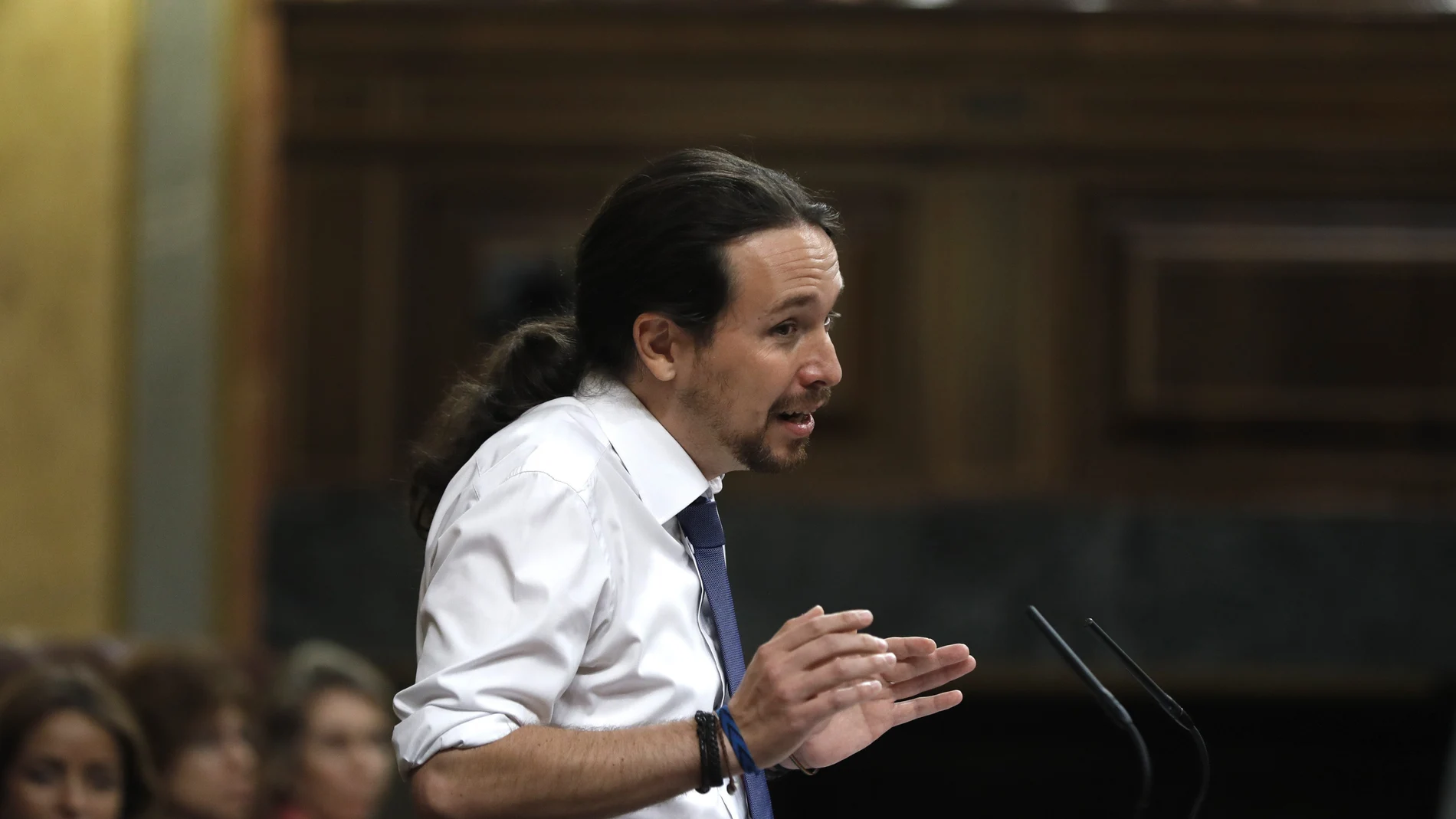 El líder de Podemos, Pablo Iglesias, durante su intervención El líder de Podemos, Pablo Iglesias, durante su intervención
