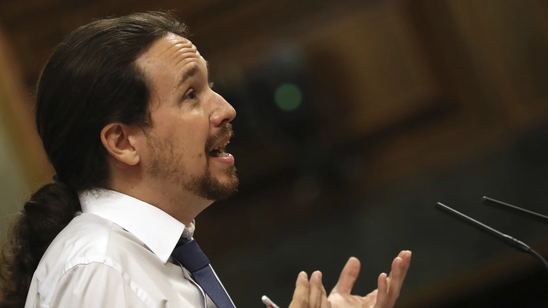 Pablo Iglesias durante su intervención en el debate sobre la moción de censura contra Mariano Rajoy Pablo Iglesias durante su intervención en el debate sobre la moción de censura contra Mariano Rajoy