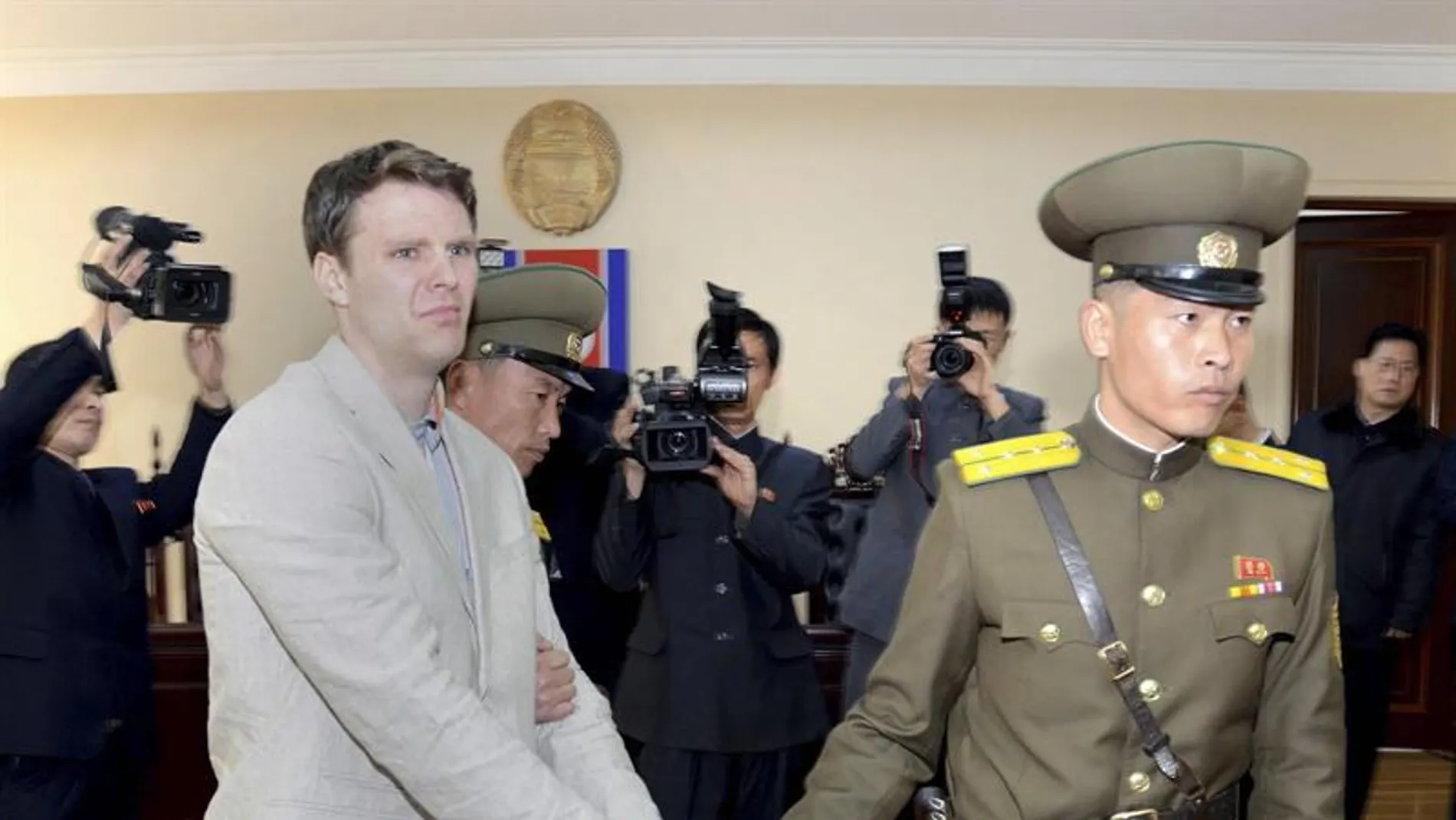 Otto Frederick Warmbier durante su juicio en Corea del Norte Otto Frederick Warmbier durante su juicio en Corea del Norte