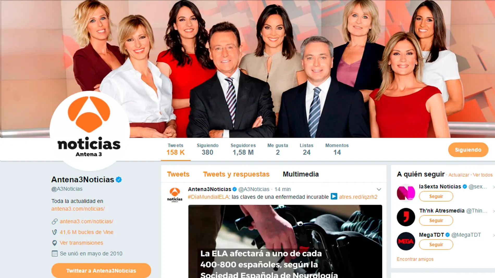 Twitter de Antena 3 Noticias