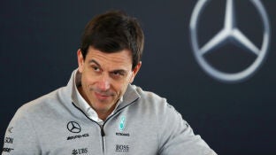 Toto Wolff, durante una rueda de prensa de Mercedes