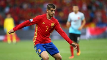 Morata, en un partido con la selección española