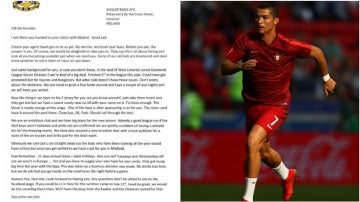 Carta del Shoundtrade a Cristiano Ronaldo