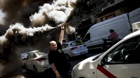 Una manifestación de taxistas recorre el centro de Barcelona Una manifestación de taxistas recorre el centro de Barcelona
