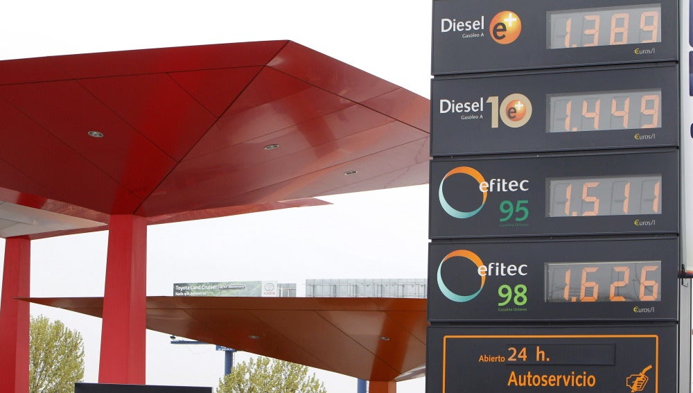 Un panel de una gasolinera