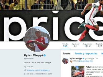 La cuenta de Twitter de Mbappé