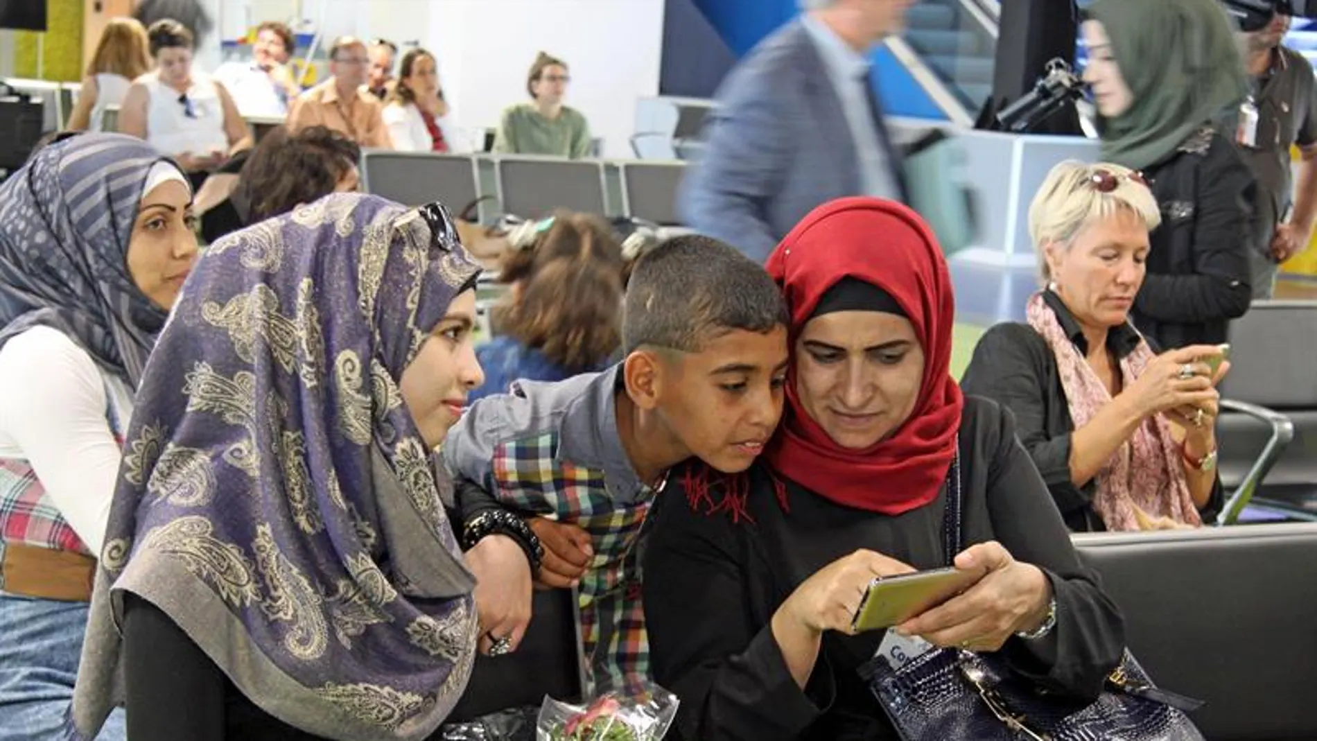 Un grupo de refugiados sirios provenientes del Líbano, imagen de archivo Un grupo de refugiados sirios provenientes del Líbano, imagen de archivo