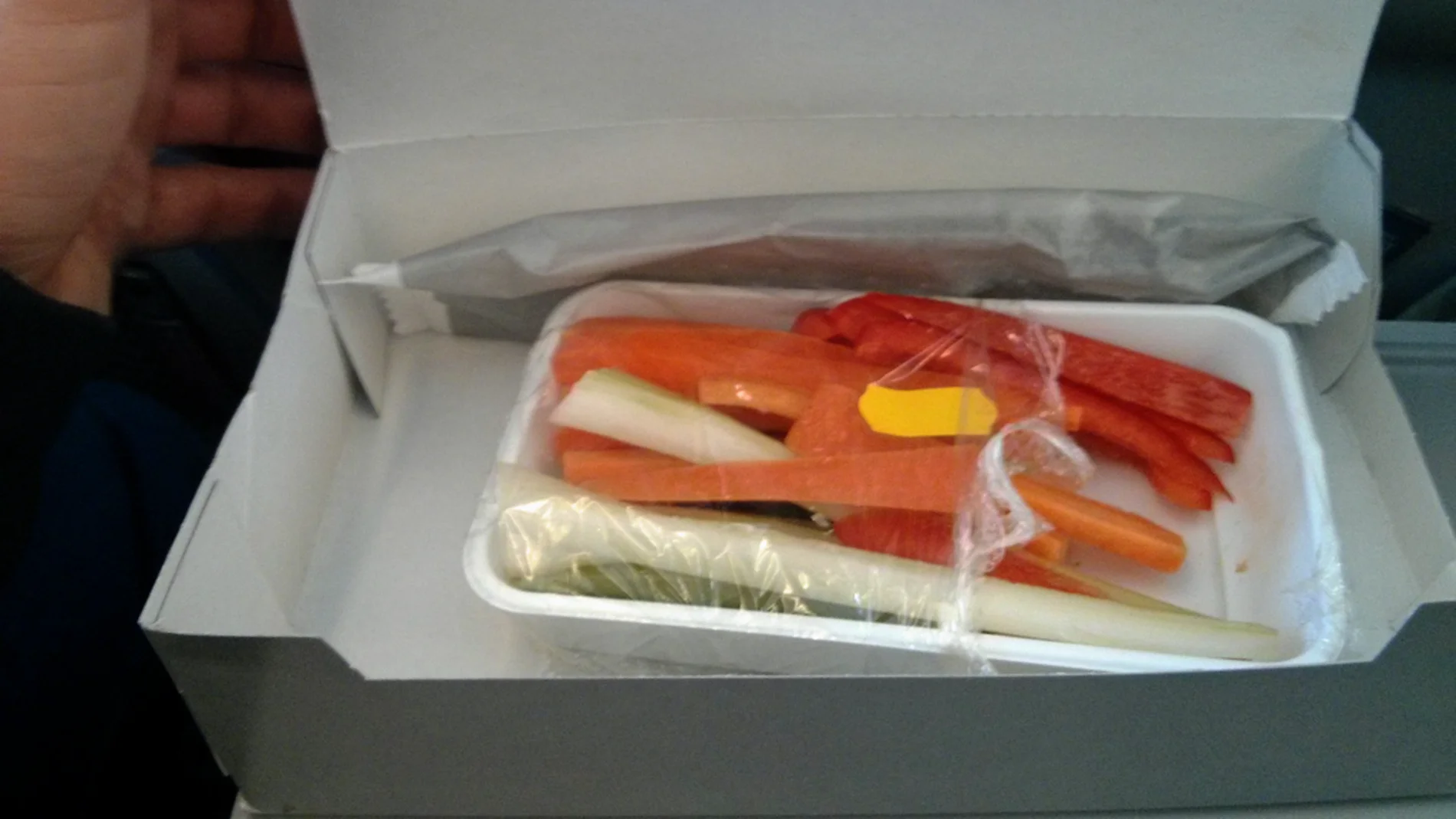 El penoso menú que recibe un pasajero al pedir que fuera vegetariano El penoso menú que recibe un pasajero al pedir que fuera vegetariano