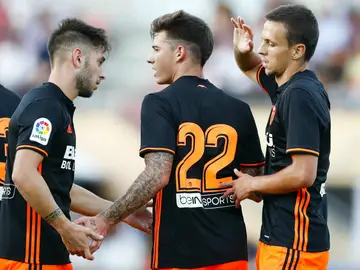 El Valencia celebra un gol El Valencia celebra un gol