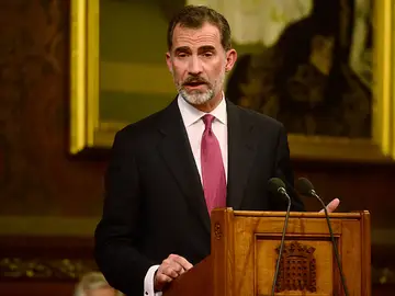 El Rey Felipe VI, durante su discurso ante el Parlamento Británico El Rey Felipe VI, durante su discurso ante el Parlamento Británico