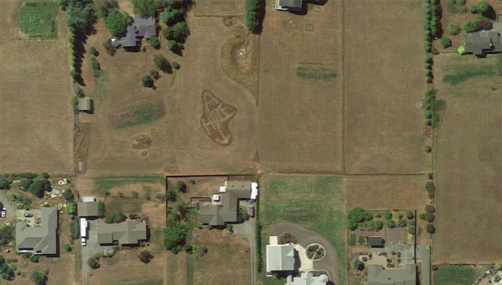 Mensaje visto desde el Google Earth