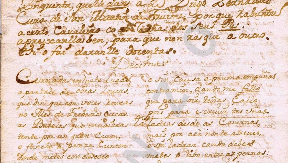 Manuscrito inédito en gallego, que data del s.XVIII, en plenos 'Séculos Escuros'