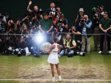 Garbiñe Muguruza, fotografiada tras ganar Wimbledon