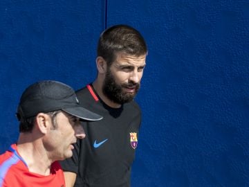 Gerard Piqué, antes de entrenar con el Barcelona