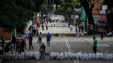 Barricadas en una calle de Caracas