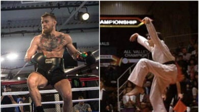 McGregor se prepara para su combate contra Mayweather... ¡haciendo la 'patada de la grulla' de 'Karate Kid'!