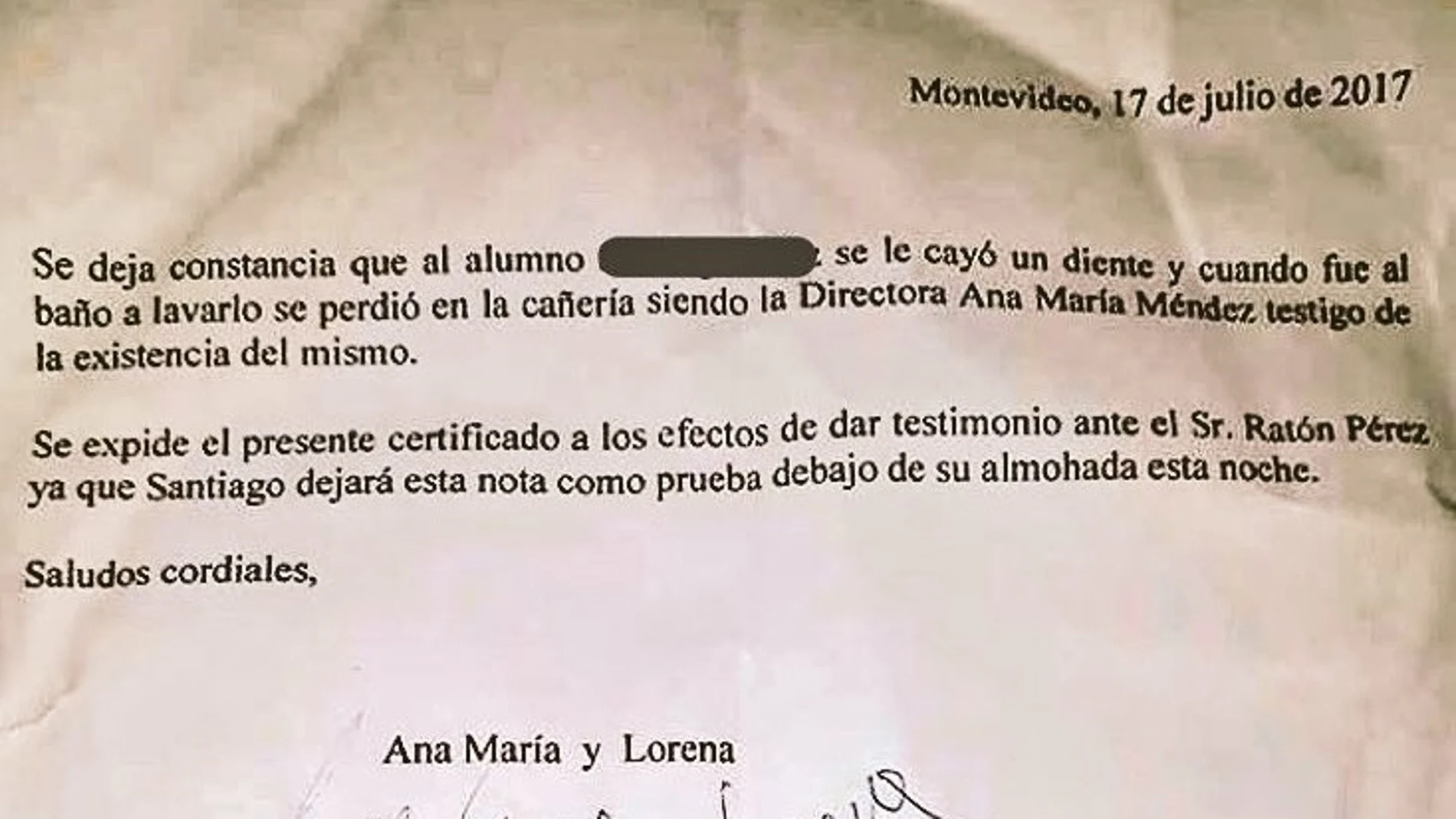 Carta al Ratoncito Pérez