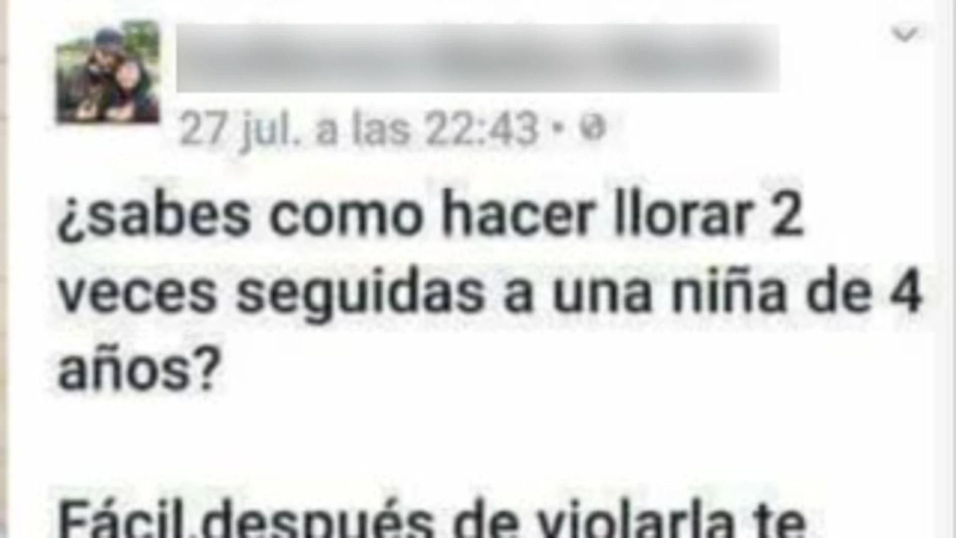 Comentario violento en Facebook Comentario violento en Facebook