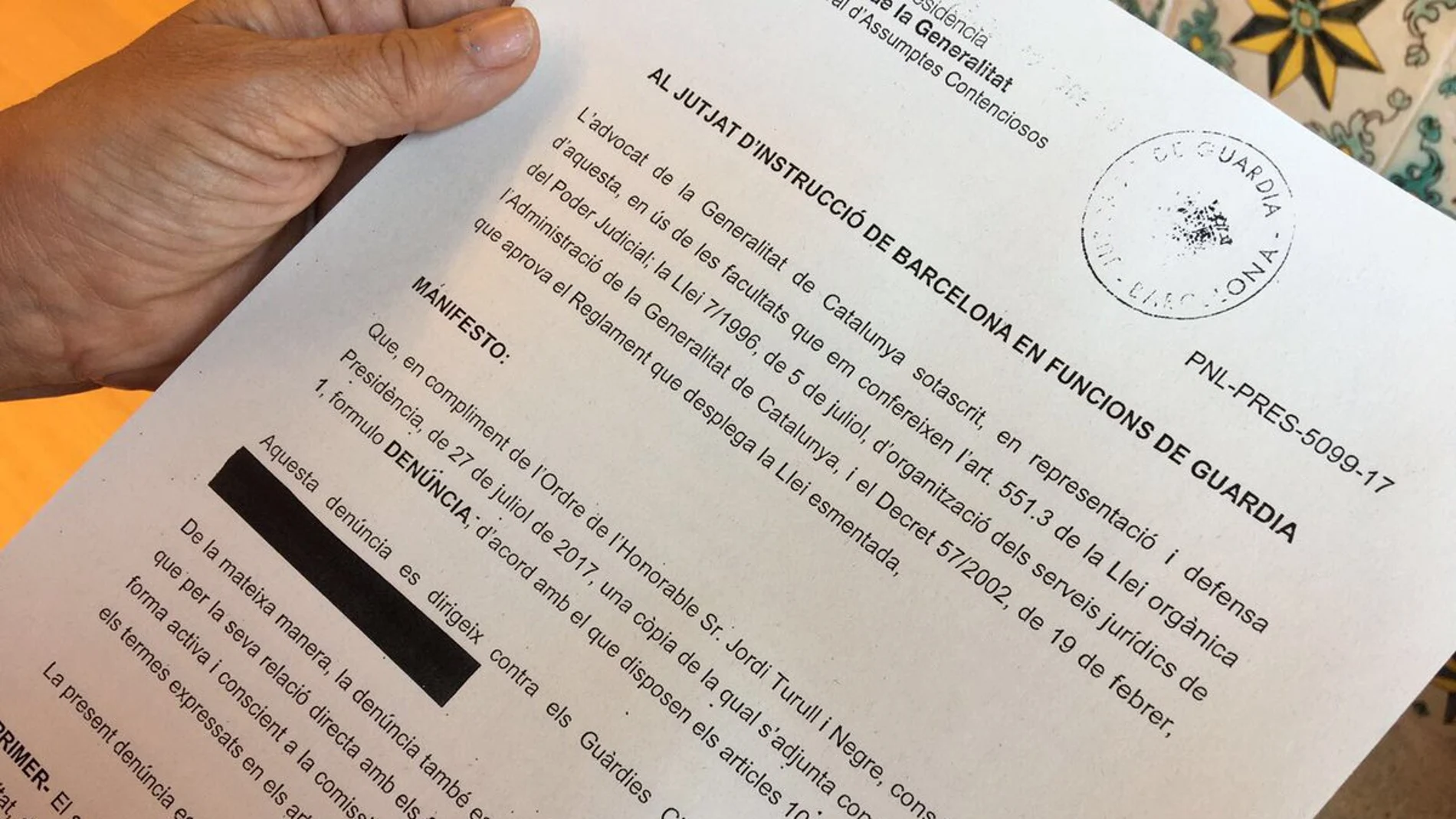 Denuncia del Govern contra la Guardia Civil Denuncia del Govern contra la Guardia Civil