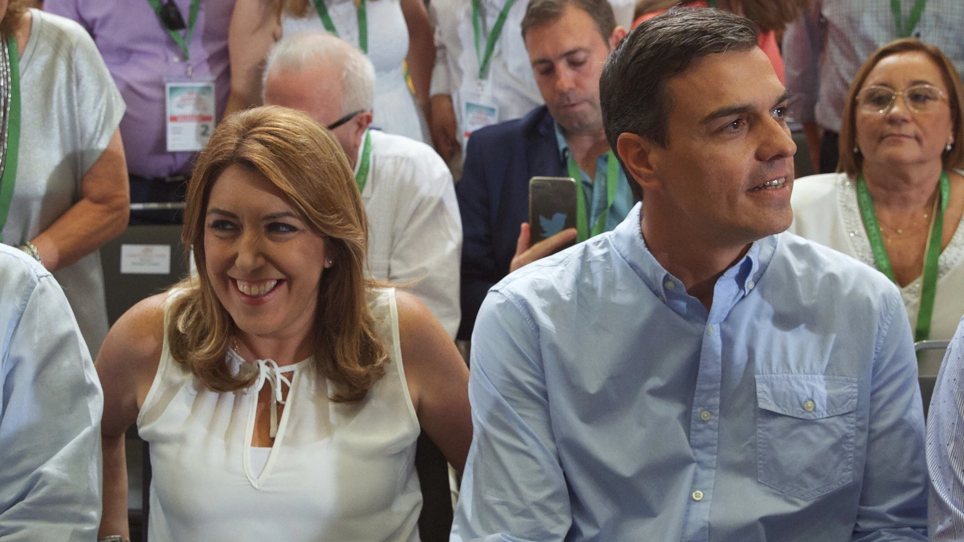 Susana Díaz y Pedro Sánchez, antes de los discursos Susana Díaz y Pedro Sánchez, antes de los discursos