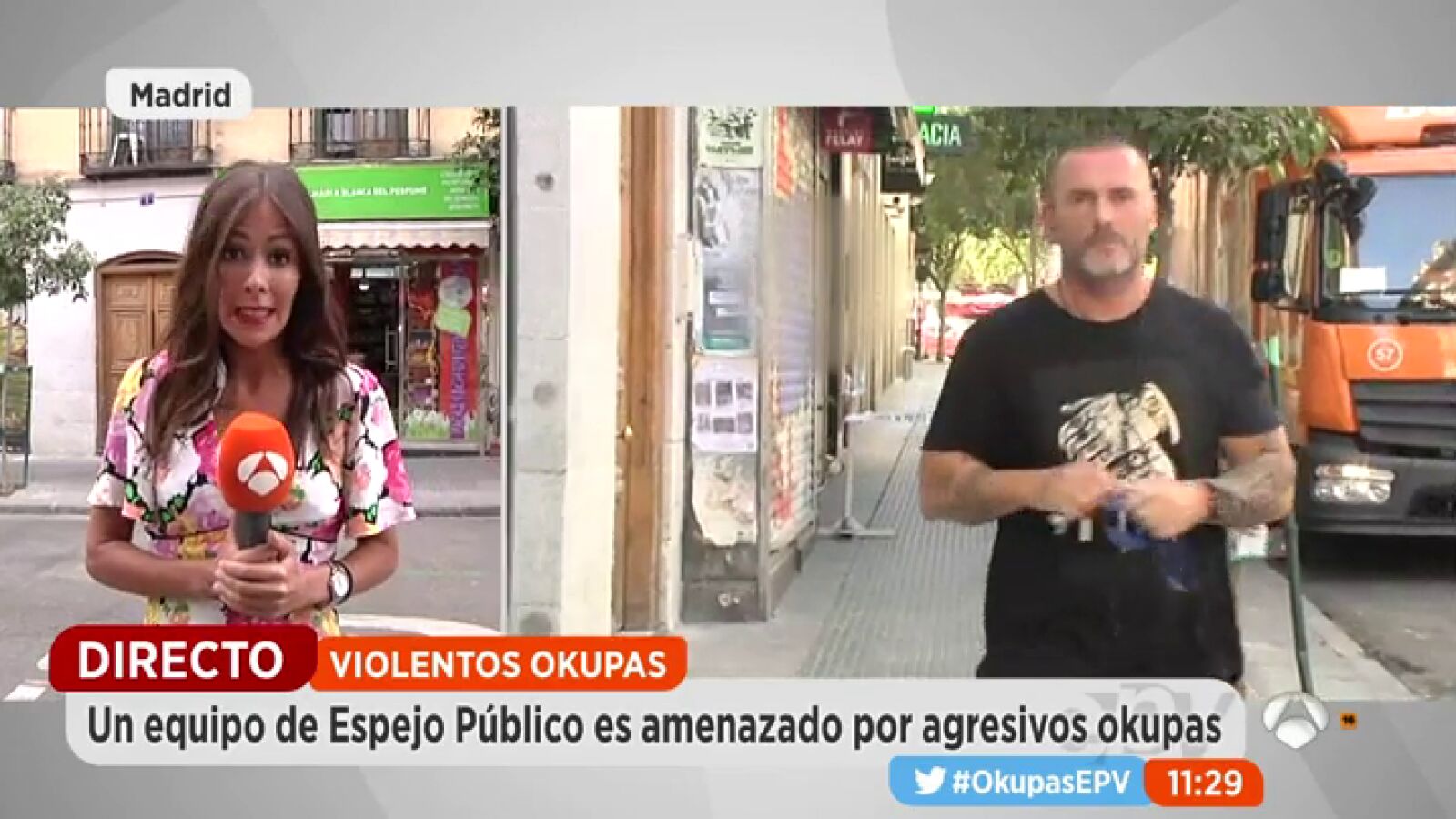 Un equipo de Espejo Público es amenazado por agresivos okupas