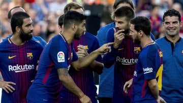 Los jugadores del Barça en el Joan Gamper