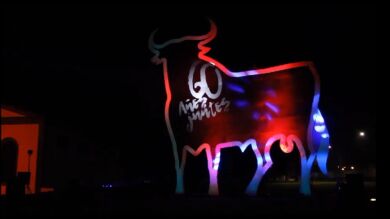Un toro de Osborne luminiscente y ecológico en Cádiz conmemora el 60 aniversario de la primera valla publicitaria