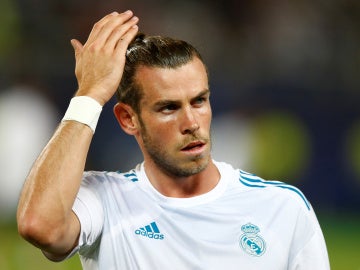 Bale, durante el calentamiento de la Supercopa de Europa Bale, durante el calentamiento de la Supercopa de Europa