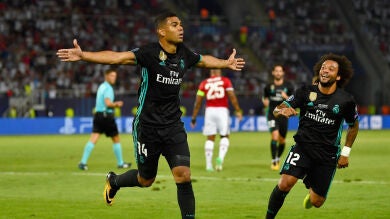 Casemiro adelanta al Real Madrid en la final de la Supercopa de Europa
