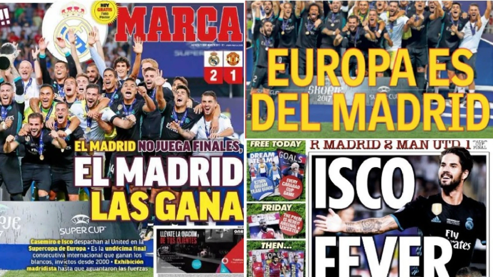 La victoria del Real Madrid en la Supercopa de Europa, protagonista en la prensa