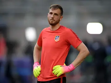 Oblak, durante un entrenamiento con el Atlético de Madrid Oblak, durante un entrenamiento con el Atlético de Madrid