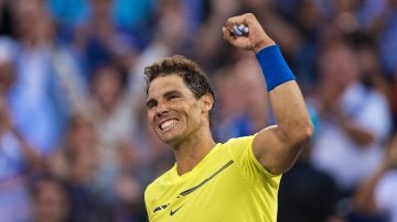 Nadal celebra su victoria ante Coric