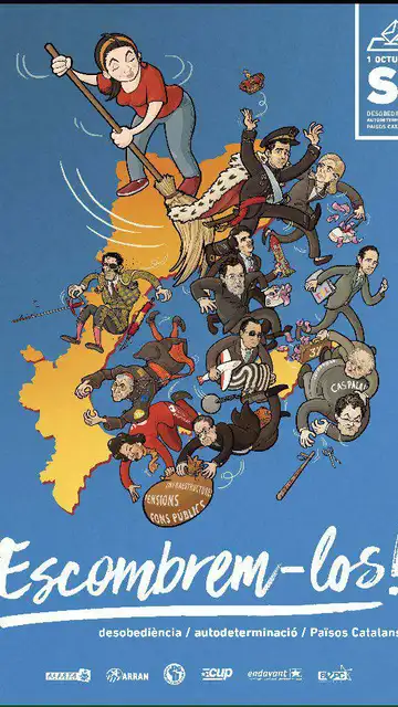 Cartel de la CUP, "Autodeterminación, desobediencia, Países Catalanes: barrámoslos" Cartel de la CUP, "Autodeterminación, desobediencia, Países Catalanes: barrámoslos"