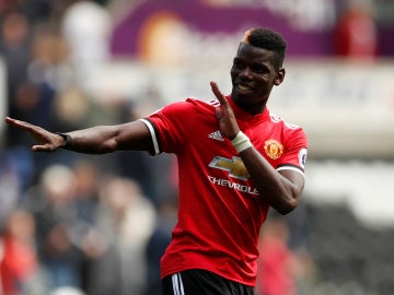 Pogba celebra un gol con el Manchester United