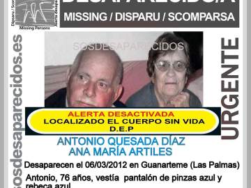 Verifican que los restos hallados en Gran Canaria pertenecen a dos ancianos desaparecidos en 2012