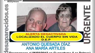 Verifican que los restos hallados en Gran Canaria pertenecen a dos ancianos desaparecidos en 2012