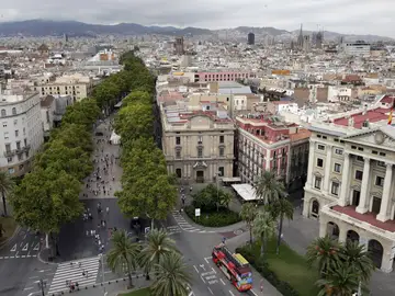 Vista desde el Monumento de Colón de Las Ramblas de Barcelona Vista desde el Monumento de Colón de Las Ramblas de Barcelona