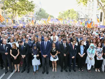 Rey en la manifestación antiterrorista en Barcelona Rey en la manifestación antiterrorista en Barcelona