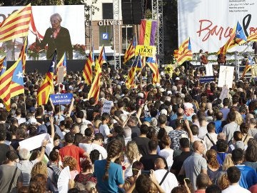 Esteladas en la manifestación de Barcelona
