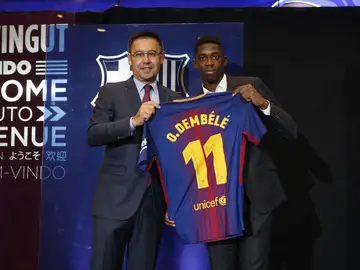 Bartomeu y Dembélé, juntos en la presentación del francés Bartomeu y Dembélé, juntos en la presentación del francés