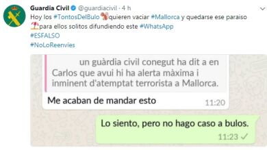 La Guardia Civil desmiente un bulo sobre una supuesta alerta de atentado en Mallorca