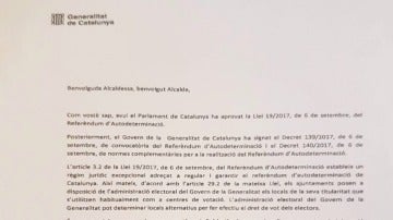 Carta de Puigdemont a los alcaldes catalanes