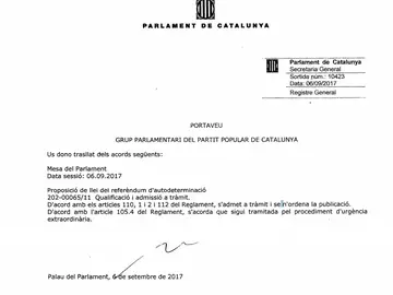 Proposición de ley del referéndum de autodeterminación Proposición de ley del referéndum de autodeterminación