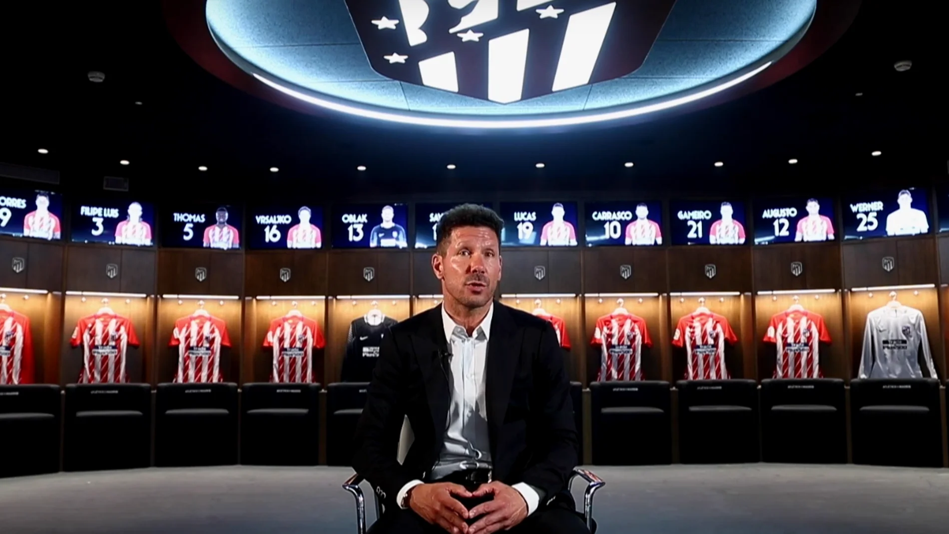 Simeone, durante su entrevista con el medio oficial del Atlético de Madrid Simeone, durante su entrevista con el medio oficial del Atlético de Madrid